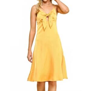 NEW AIBLEE satin tie-front midi dress in orange